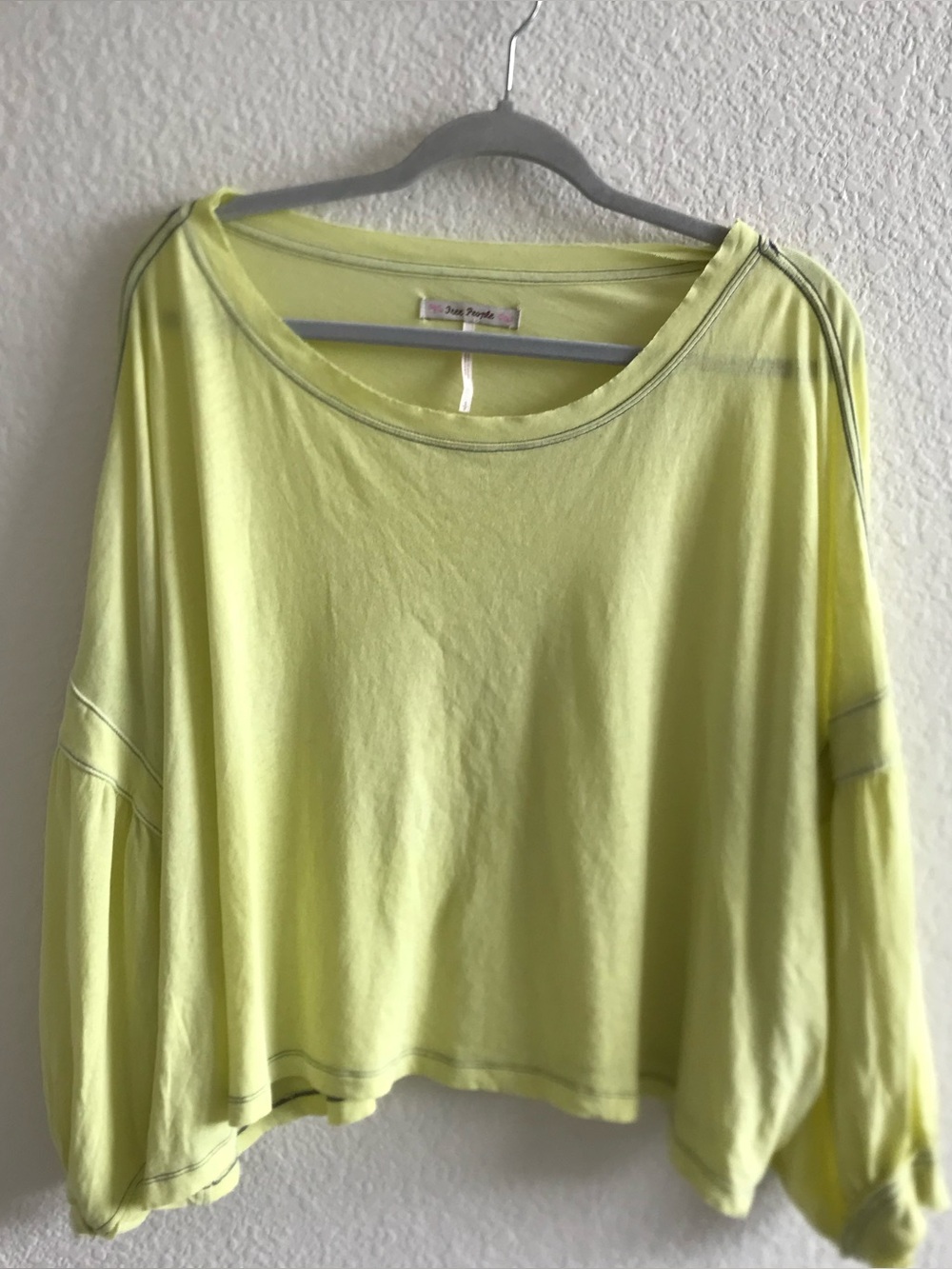 Free People Yellow Oversized Scoop Neck Balloon Sleeve Top Small